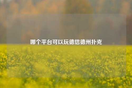 哪个平台可以玩德信德州扑克